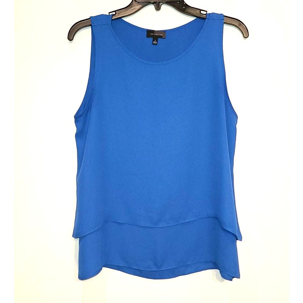 Limited blue ruffled sleeveless blouse - small